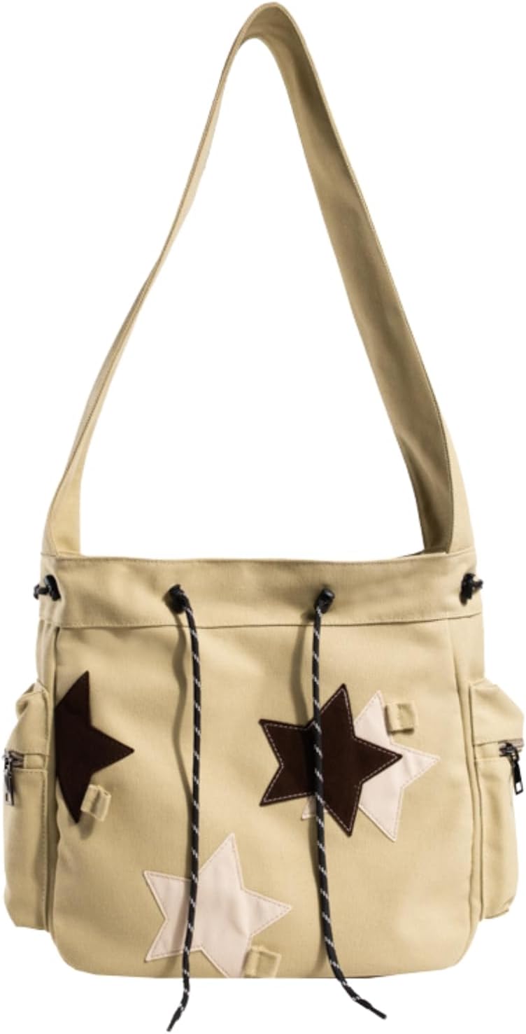 KANGDAWEI Y2K Star Canvas Messenger Bag, Cute Tote Bags Aesthetic, Small Shoulder Travel Crossbody Bags For Women - Image 1